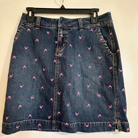 Lilly Pulitzer Vintage Jean Skirt with Pink Whales Size 2 - Picture 1 of 5